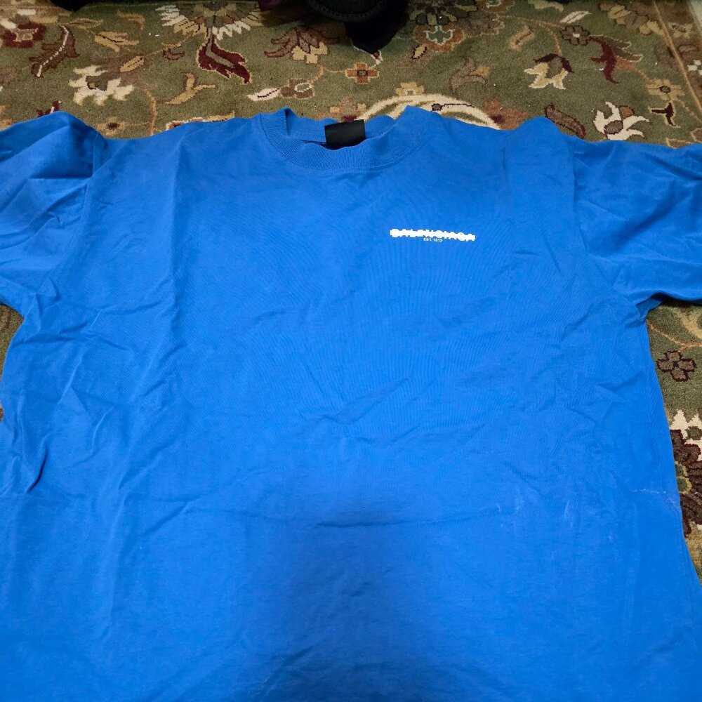 Balenciaga blue t-shirt established logo Excellent